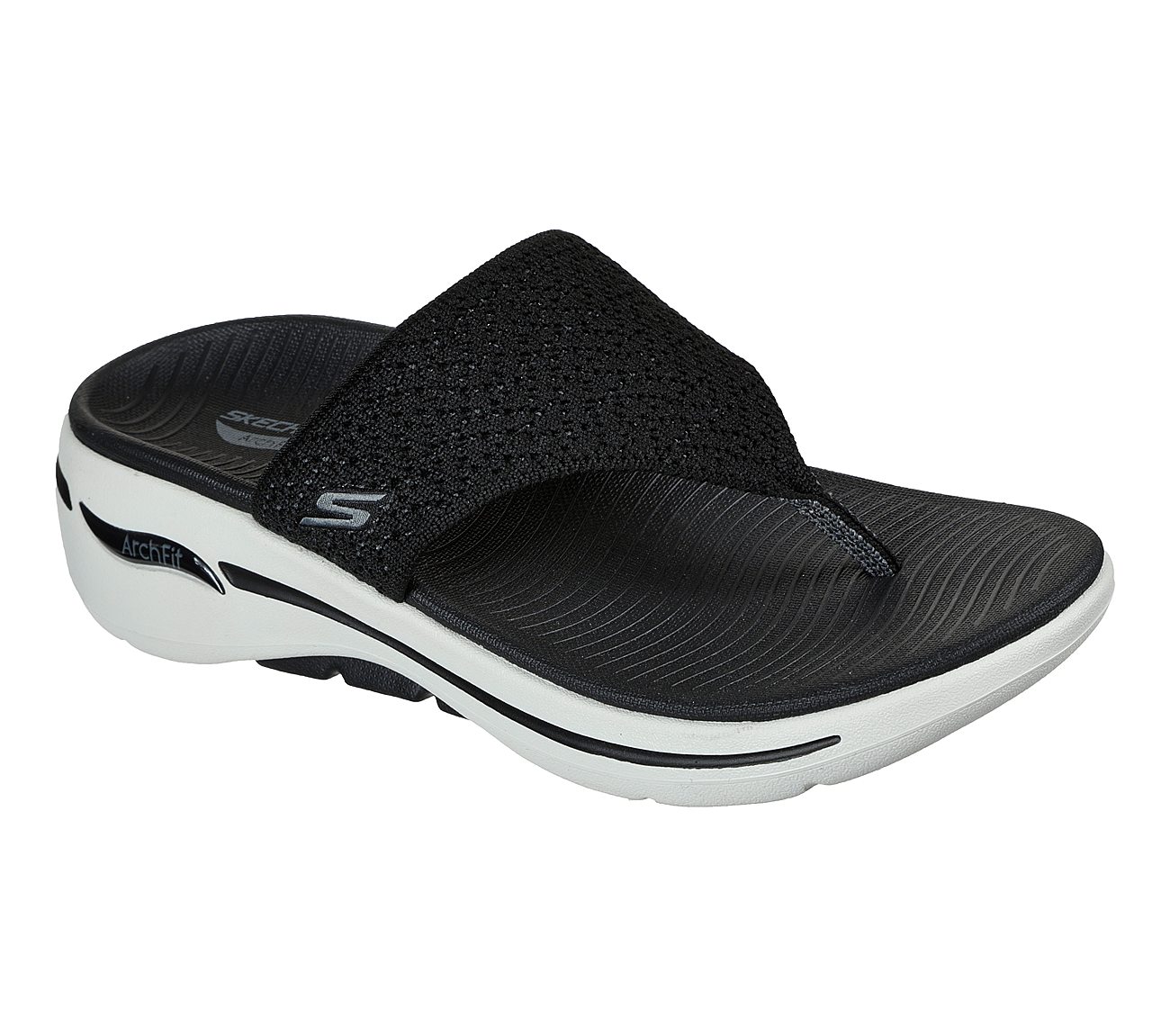 GO WALK ARCH FIT SANDAL - WEE, BLACK/WHITE Footwear Lateral View