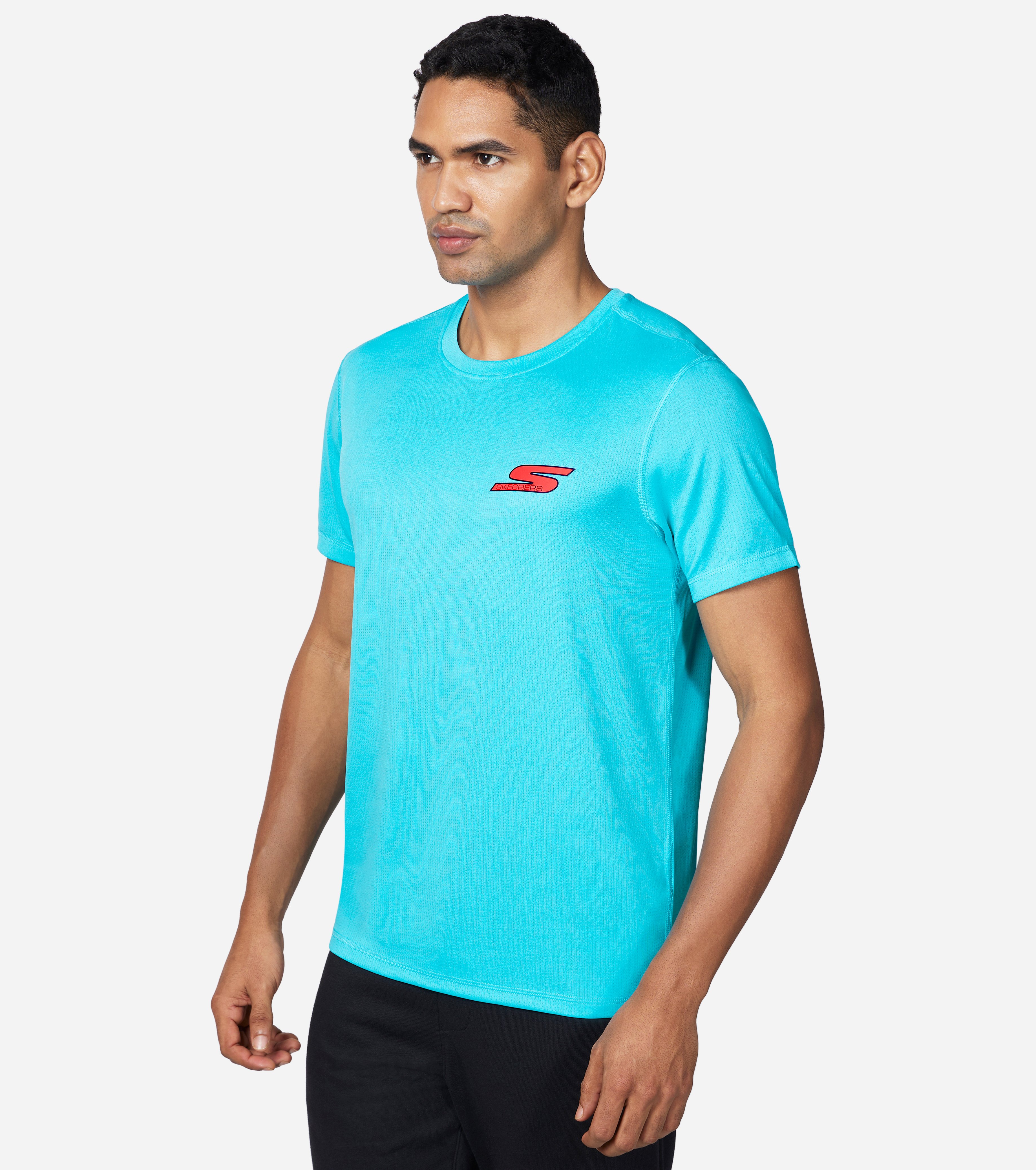 GORUN ELEVATE T-SHIRT, LIGHT BLUE/TURQUOISE Apparel Top View