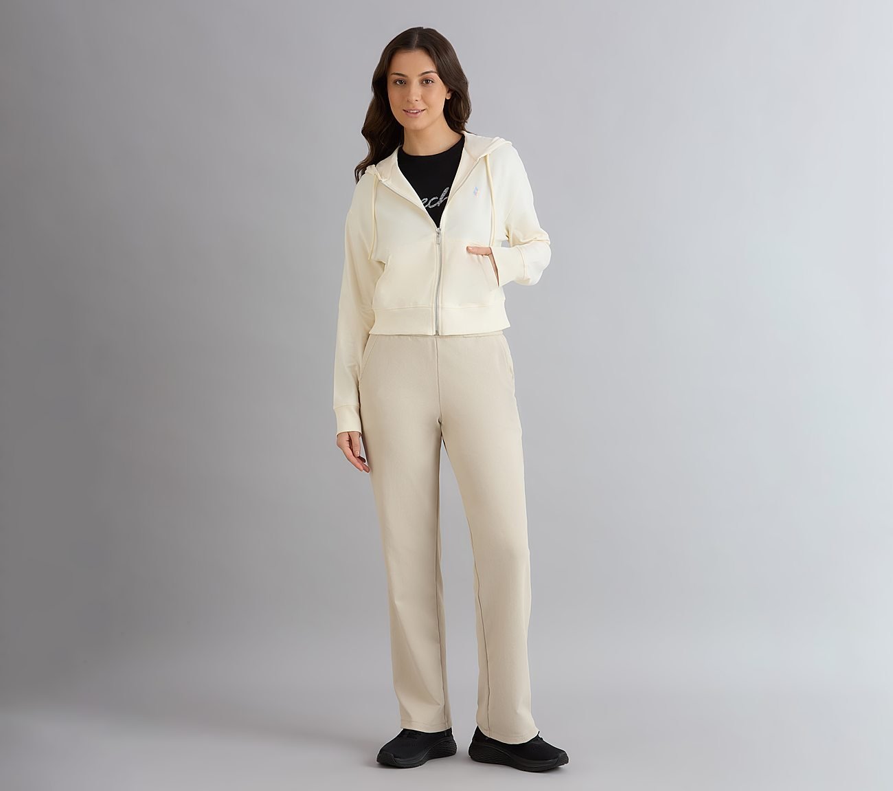 FRONT OPEN BRANDED HOODIE, WHITE Apparel Right View