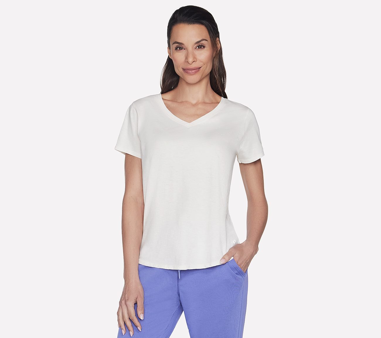 SKECH-BREEZE CASCADE SLUB T-SHIRT, OFF WHITE/PINK Apparel Lateral View
