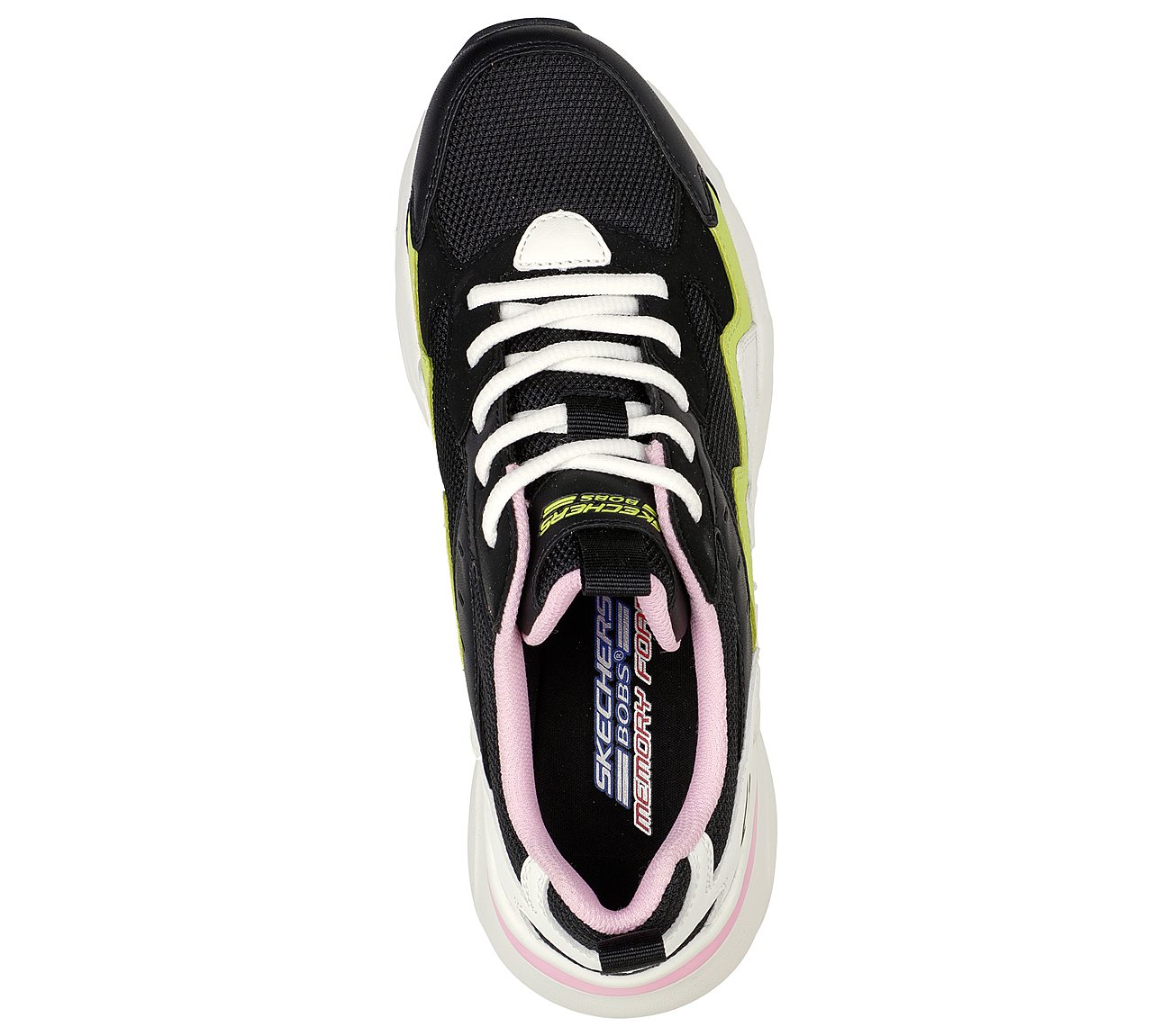 BOBS BAMINA-ZIGZAGGER, BLACK/LIME Footwear Top View