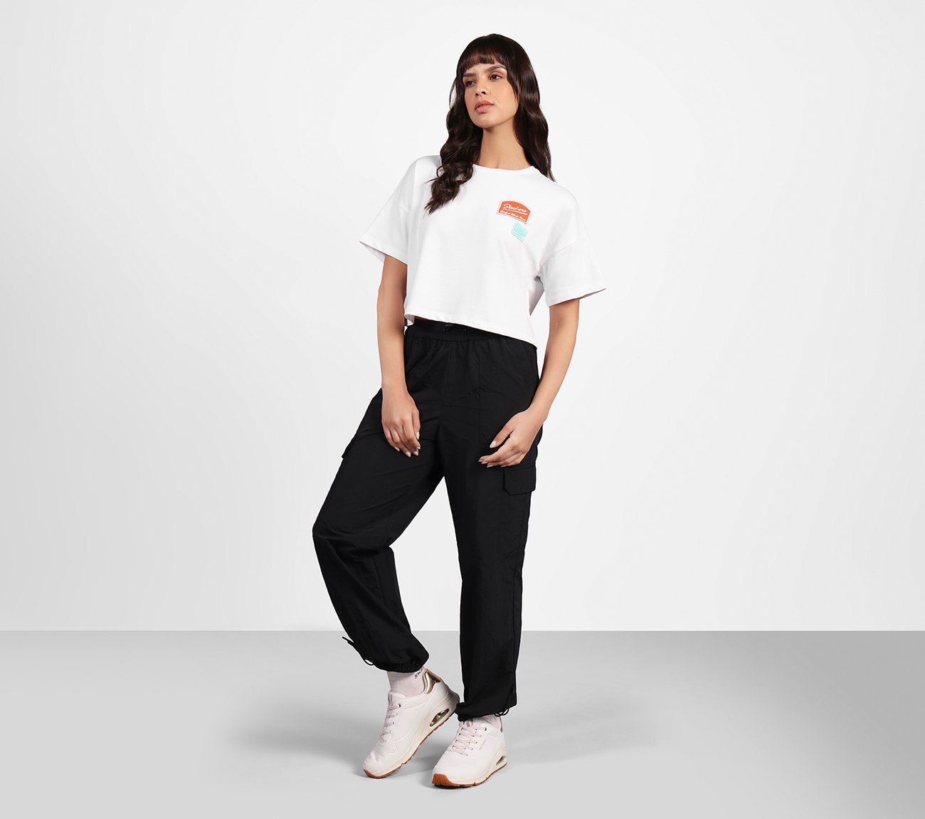 DROP SHOULDER BADGE T-SHIRT, WHITE Apparels Right View