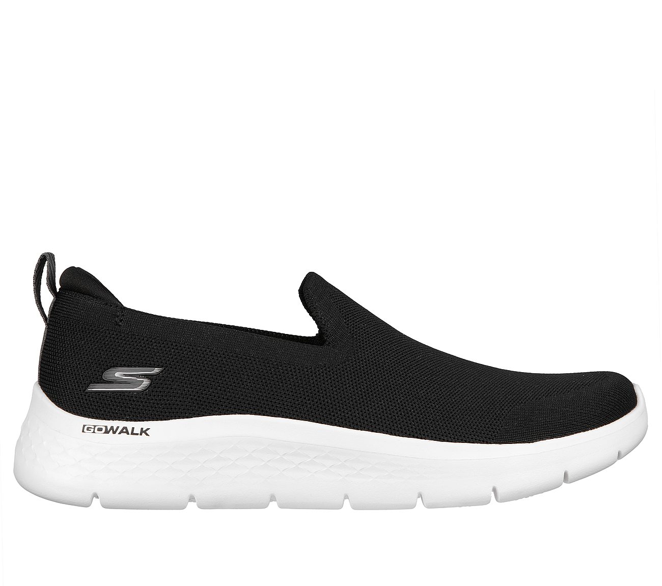 GO WALK FLEX, BLACK/WHITE Footwear Lateral View