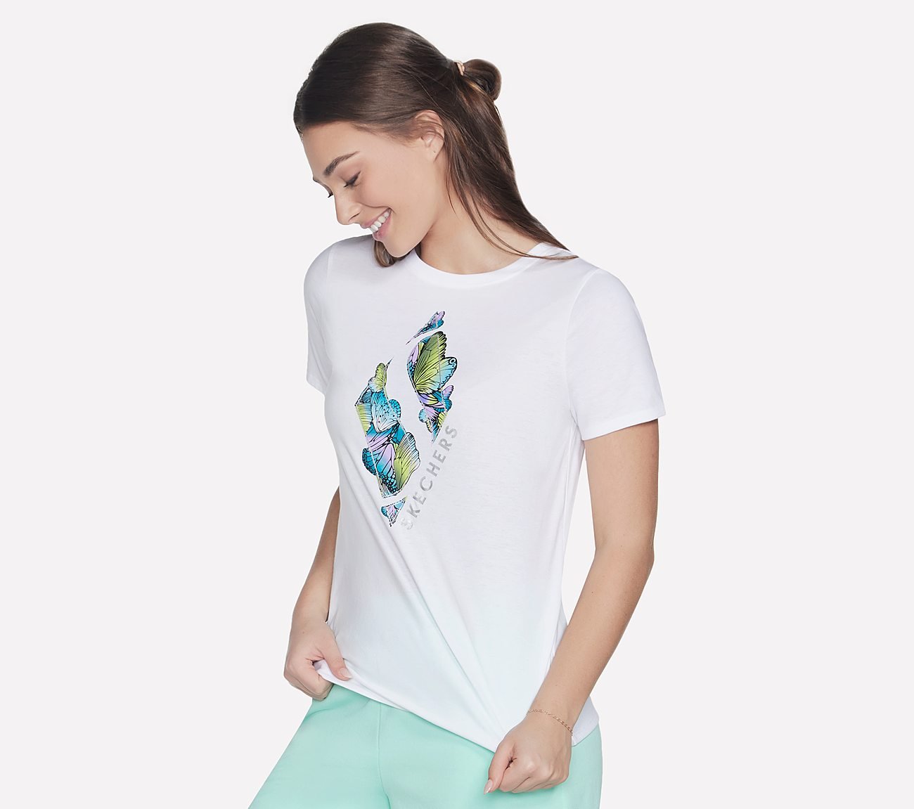 DIAMOND BUTTERFLY SHADOW T-SHIRT, WWWHITE Apparel Bottom View