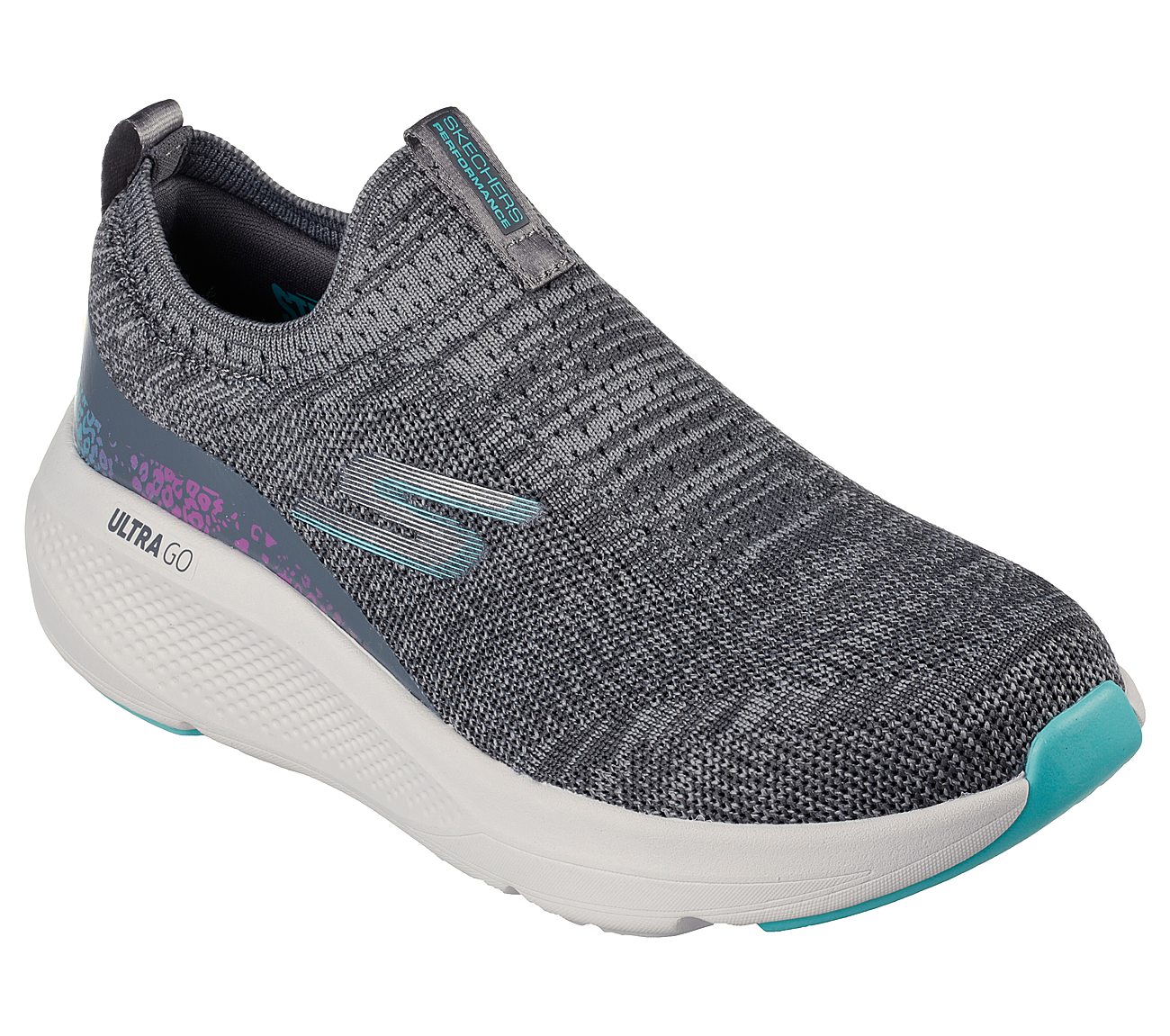 GO RUN ELEVATE, GREY/AQUA Footwear Right View