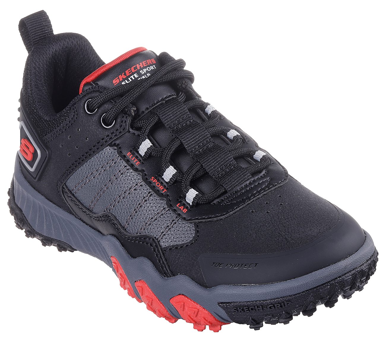 SKECHERS ELITE SPORT FIELD, BLACK/GREY/RED Footwear Right View