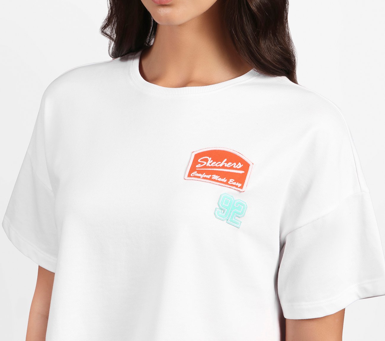 DROP SHOULDER BADGE T-SHIRT, WHITE Apparels Right View