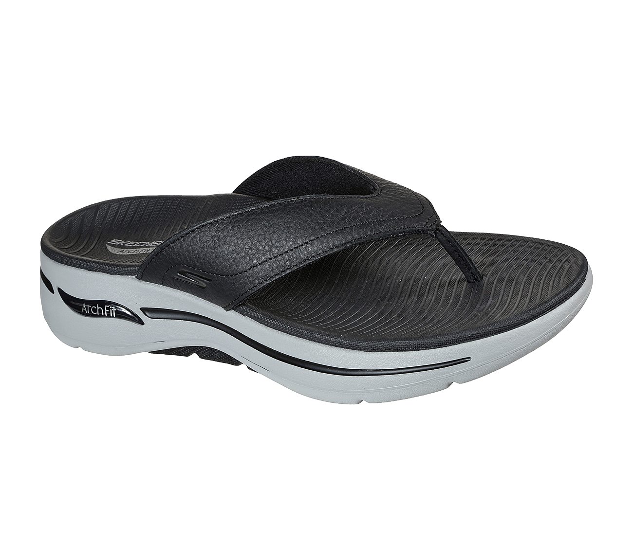 GO WALK ARCH FIT SANDAL, BLACK/GRAY Footwear Lateral View