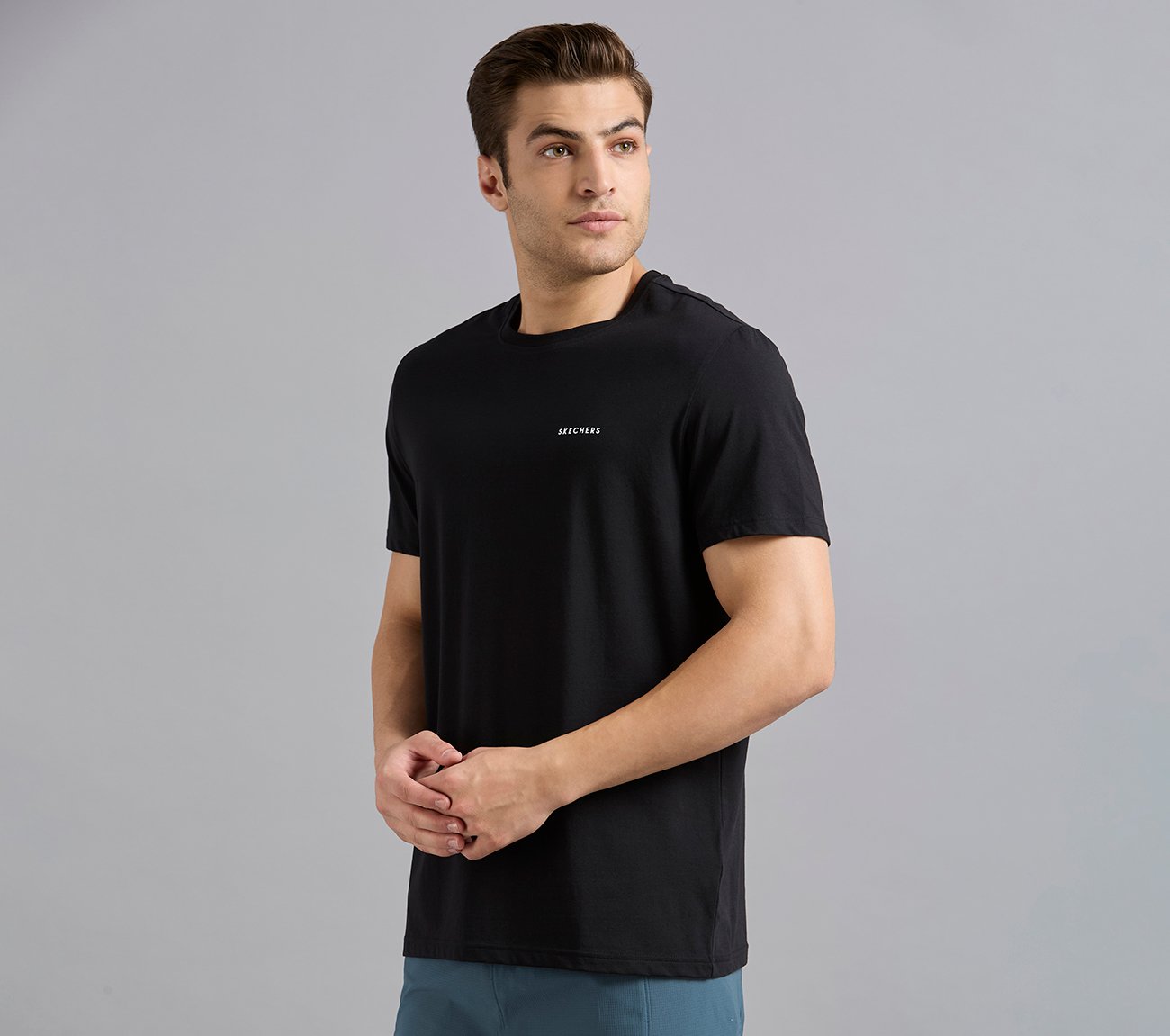 ESSENTIAL BRANDING T SHIRT, BLACK Apparel Top View