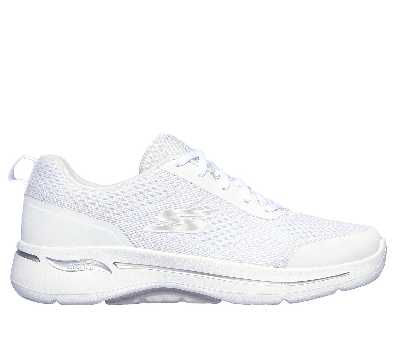 GO WALK ARCH FIT-MOTION BREEZ, WHITE/SILVER Footwear Lateral View