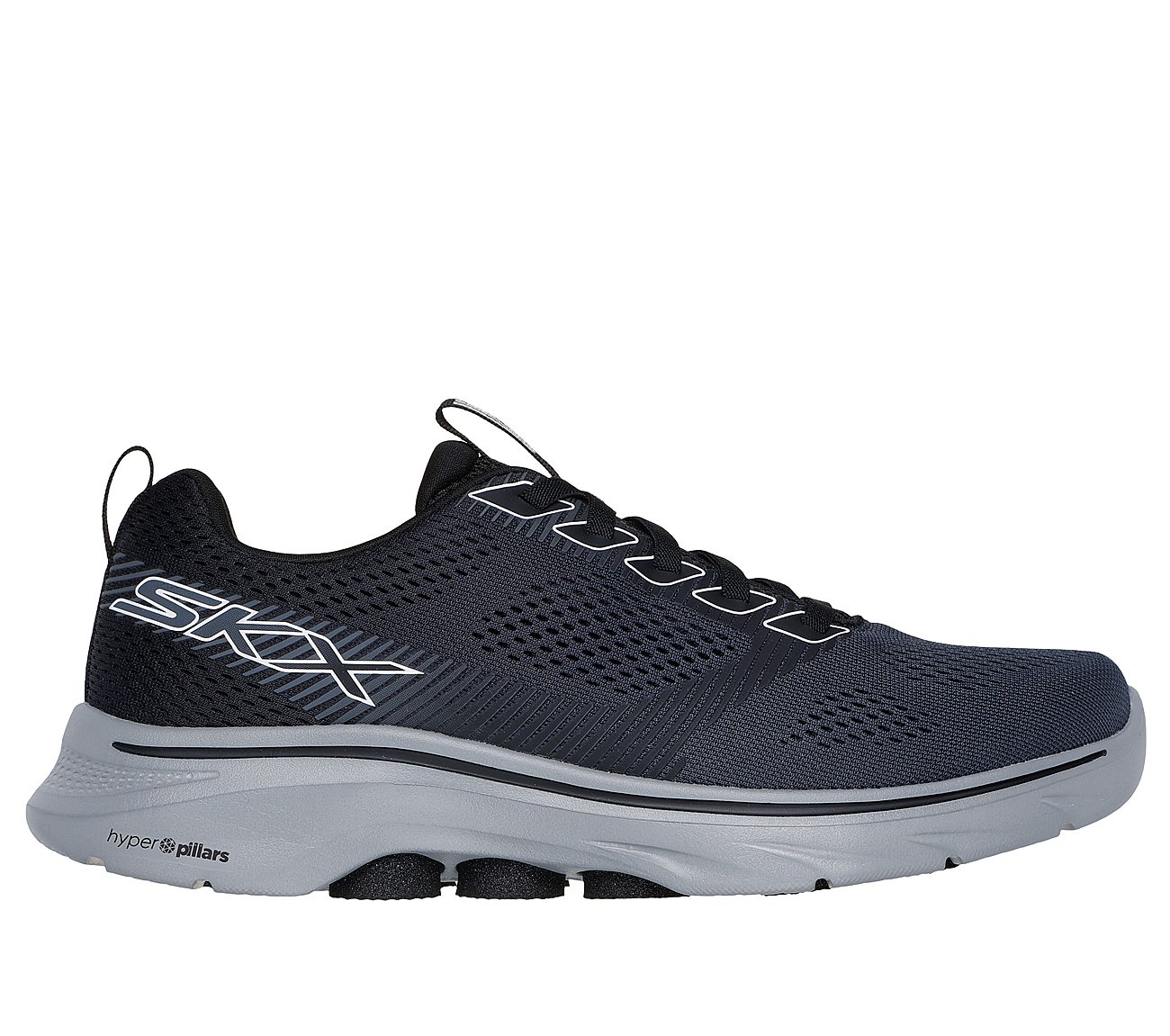 GO WALK 7 - HAHN, BLACK/GREY Footwear Lateral View