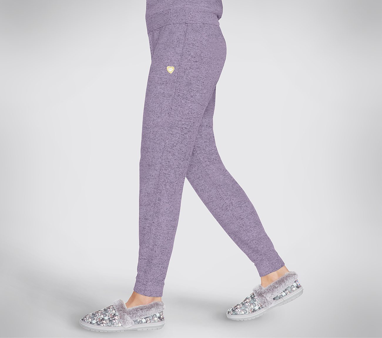 GOLD HEART COZY PANT, GREY/PURPLE Apparel Bottom View