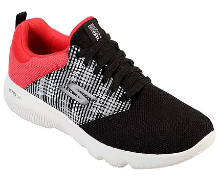 GO RUN FOCUS, BLACK/RED Footwear Lateral View