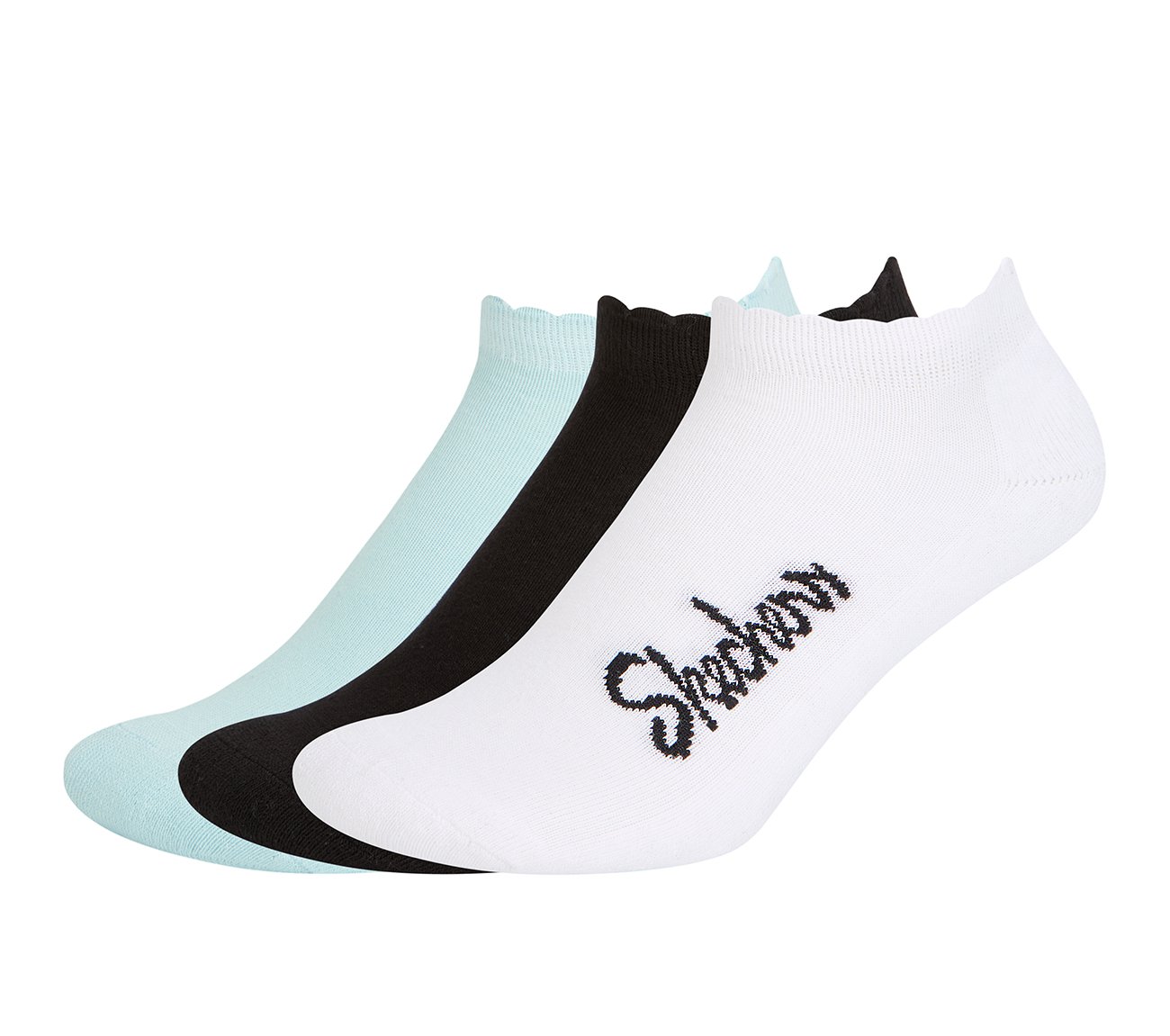 3PK WOMENS SOLID HALF TERRY LOWCUT, WHITE/BLACK/BLUE