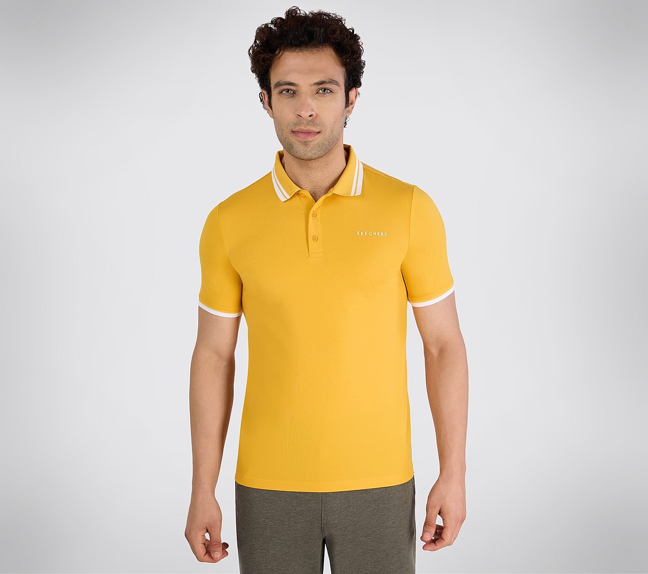 SS BUTTON DOWN POLO, YELLOW Apparel Lateral View