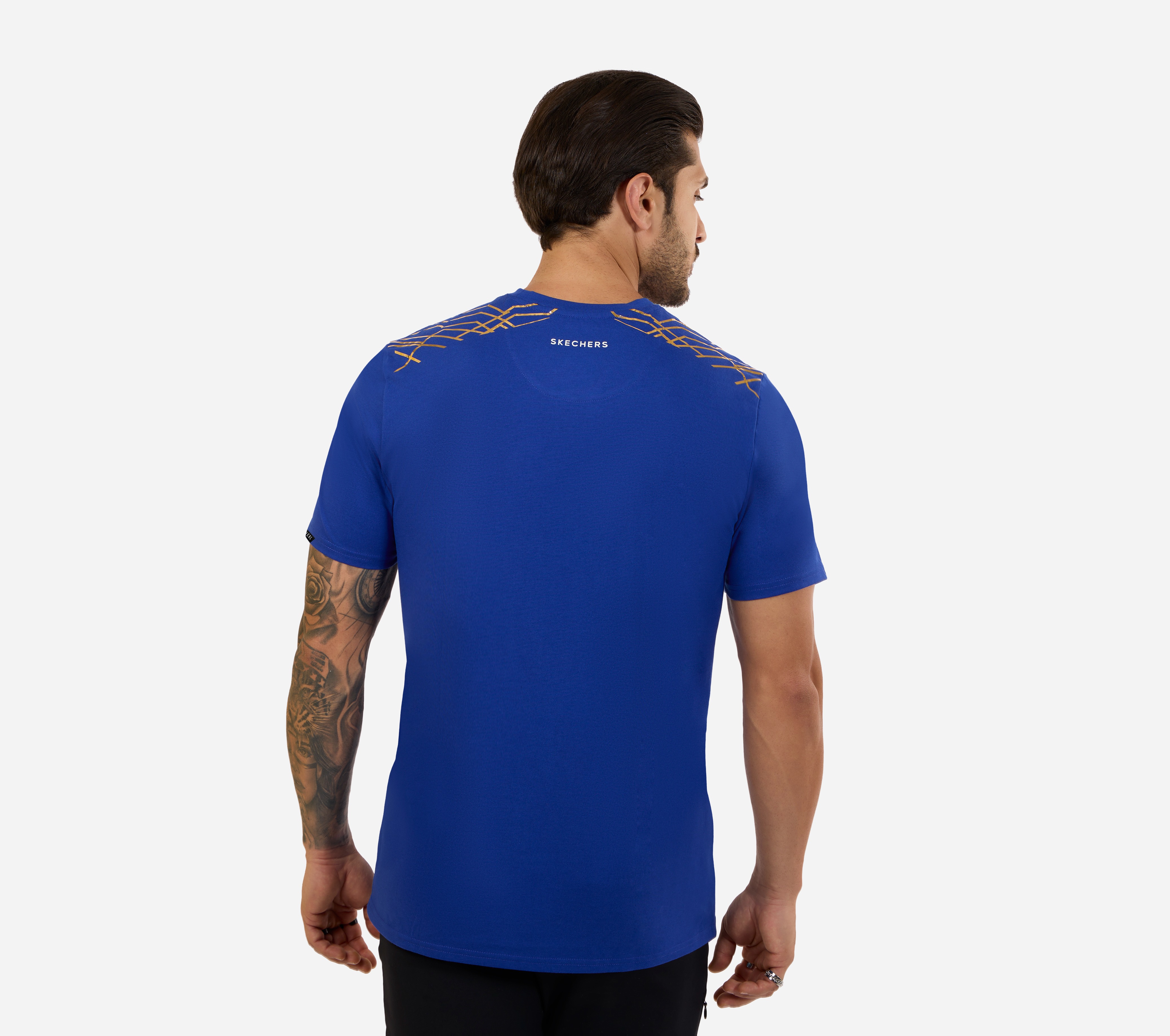 MI FAN ROUND NECK T-SHIRT, Royal Blue Apparel Left View