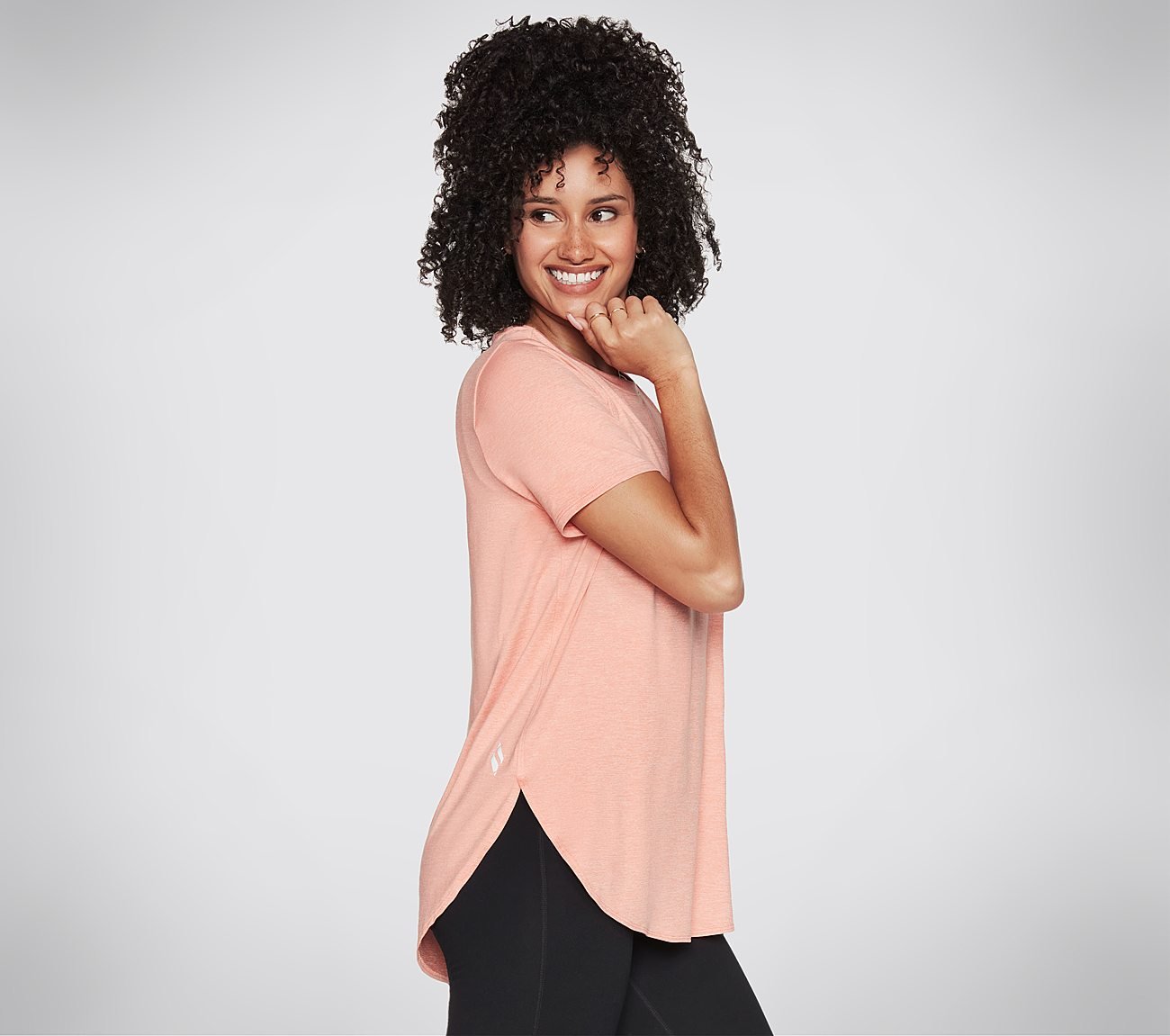 GODRI SWIFT TUNIC TEE, CORAL/LIME Apparels Bottom View