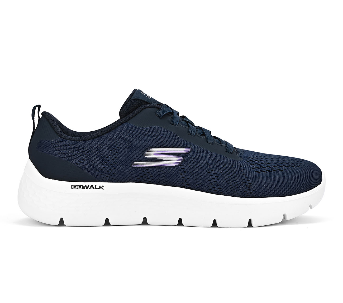 GO WALK FLEX, NAVY/LAVENDER Footwear Lateral View