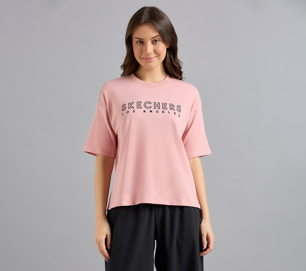 GEL PRINT OVERSIZED TEE, PURPLE/YELL Apparel Lateral View