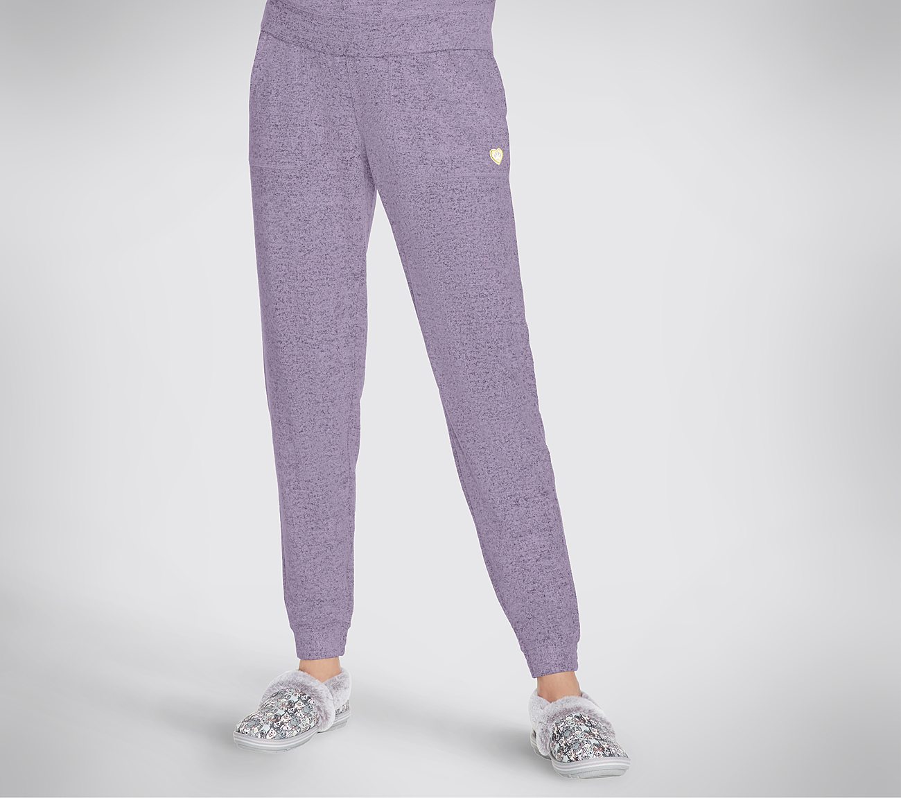 GOLD HEART COZY PANT, GREY/PURPLE Apparel Lateral View