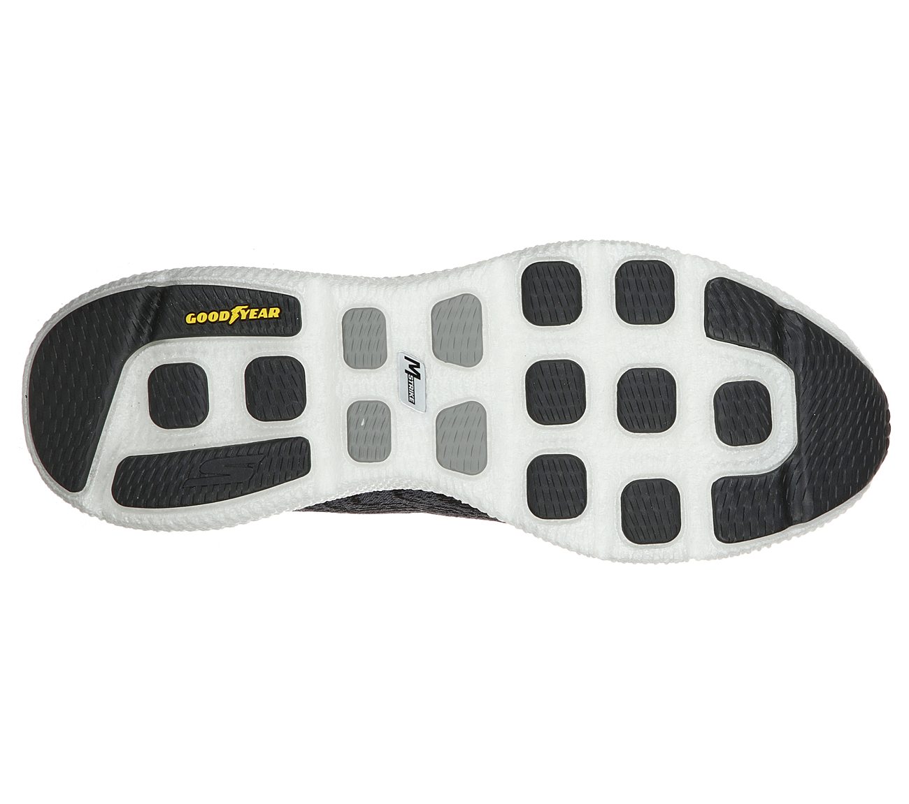 GO RUN 7+, BLACK/GREY Footwear Bottom View