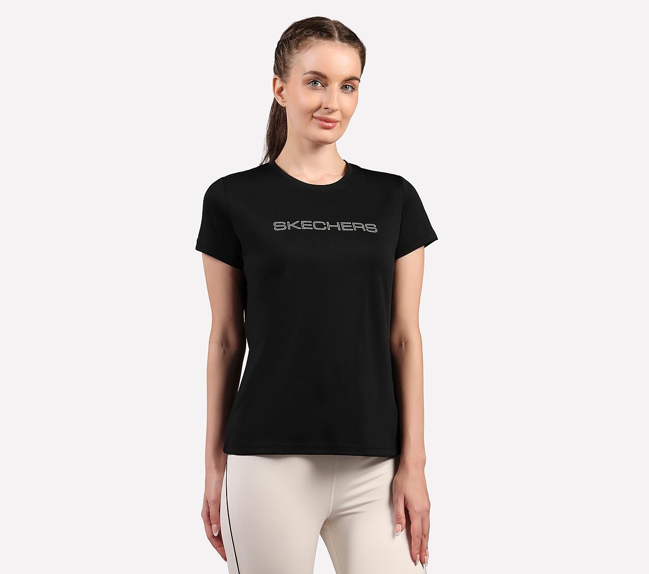 ROUND NECK BRANDED T SHIRT, BLACK Apparels Bottom View