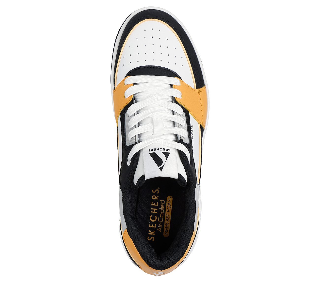 UNO COURT - LOW-POST, WHITE/BLACK/YELLOW Footwear Top View