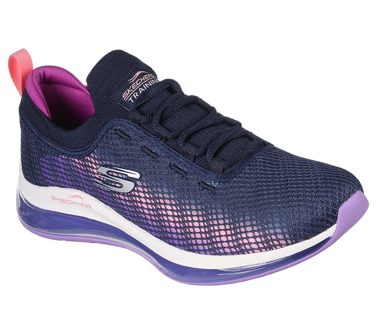 SKECH-AIR ELEMENT 2.0-VIVID B, NAVY/LAVENDER Footwear Lateral View