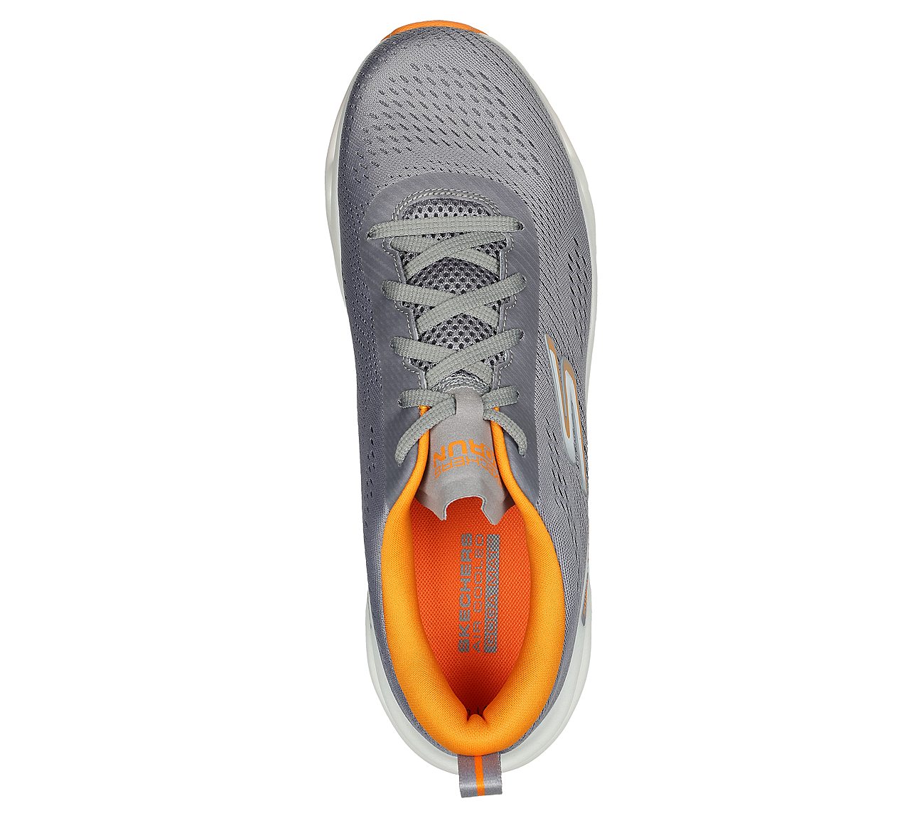 GO RUN SWIRL TECH, CHARCOAL/ORANGE Footwear Top View