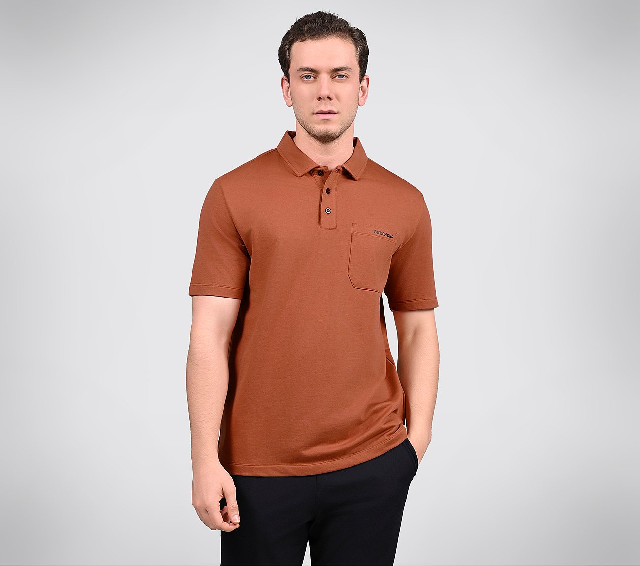 EARTH TERRY POLO, ORANGE/BROWN Apparels Lateral View