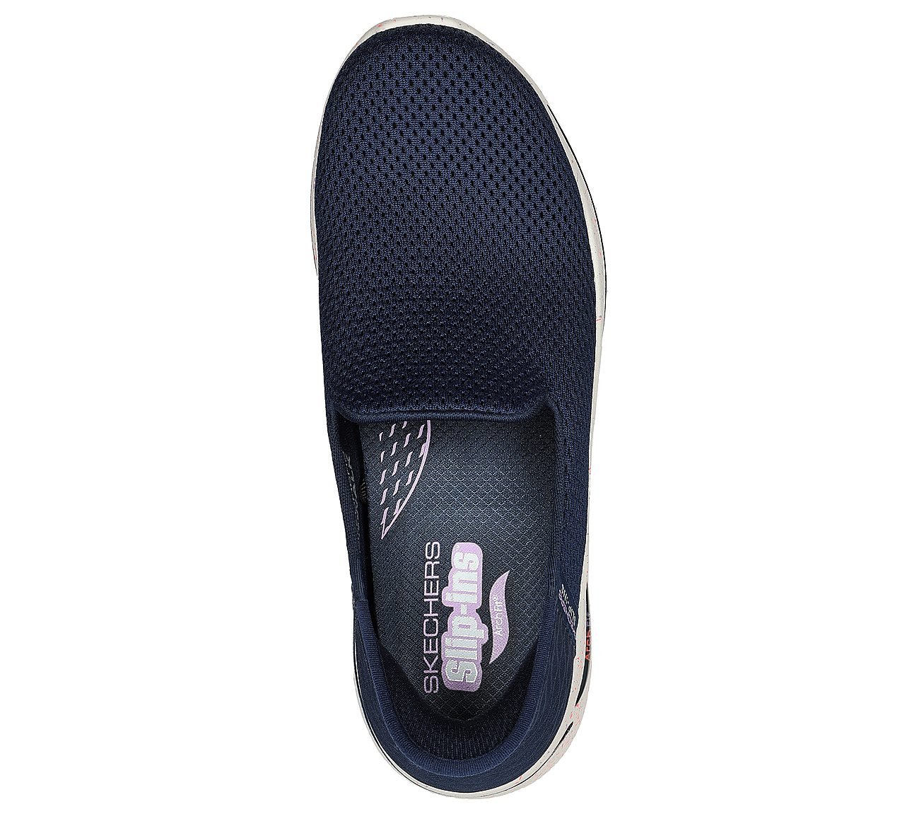 GO WALK ARCH FIT, NAVY/LAVENDER Footwear Top View