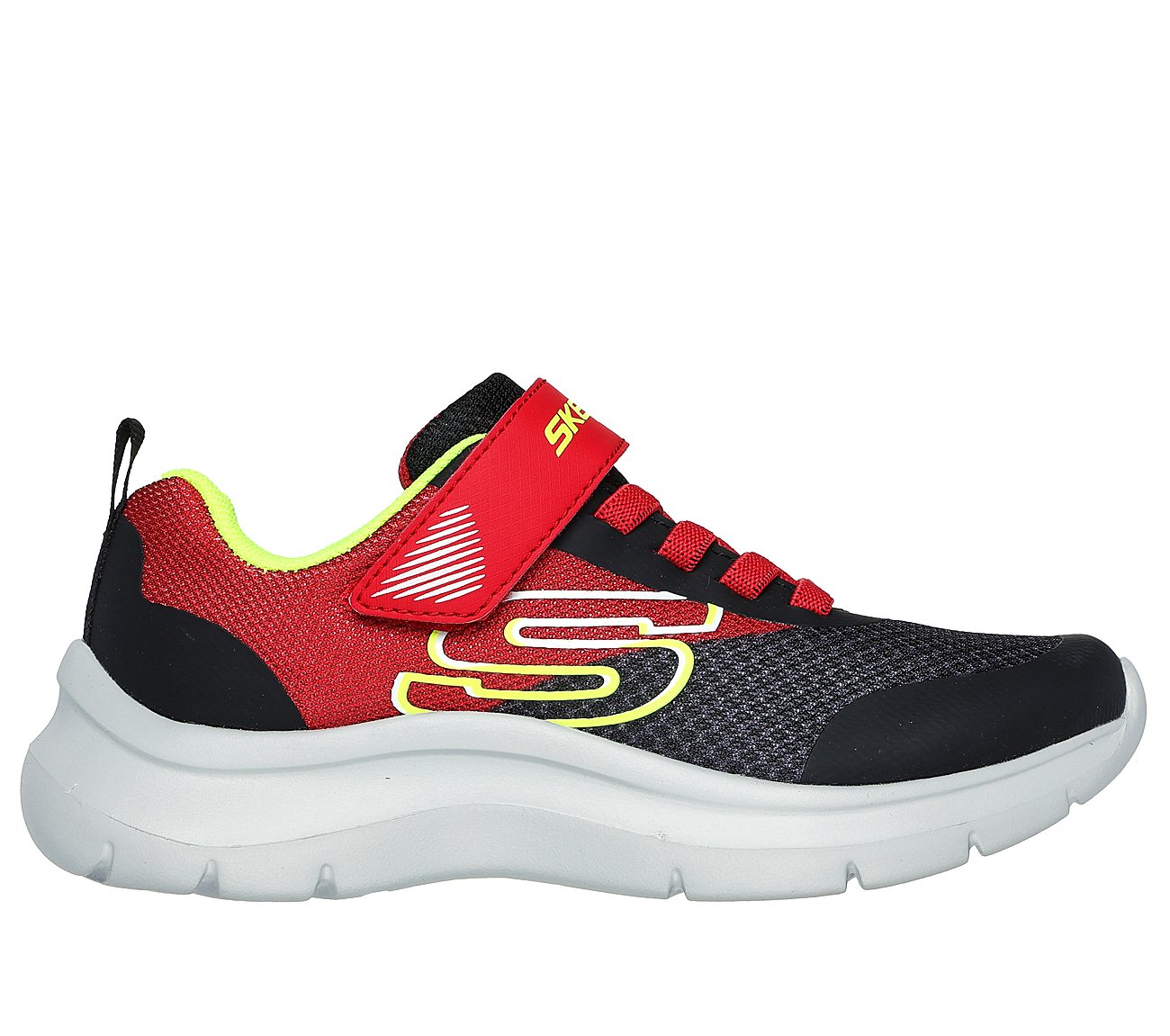 SKECH FAST - SOLAR-SQUAD, RED/BLACK Footwear Lateral View