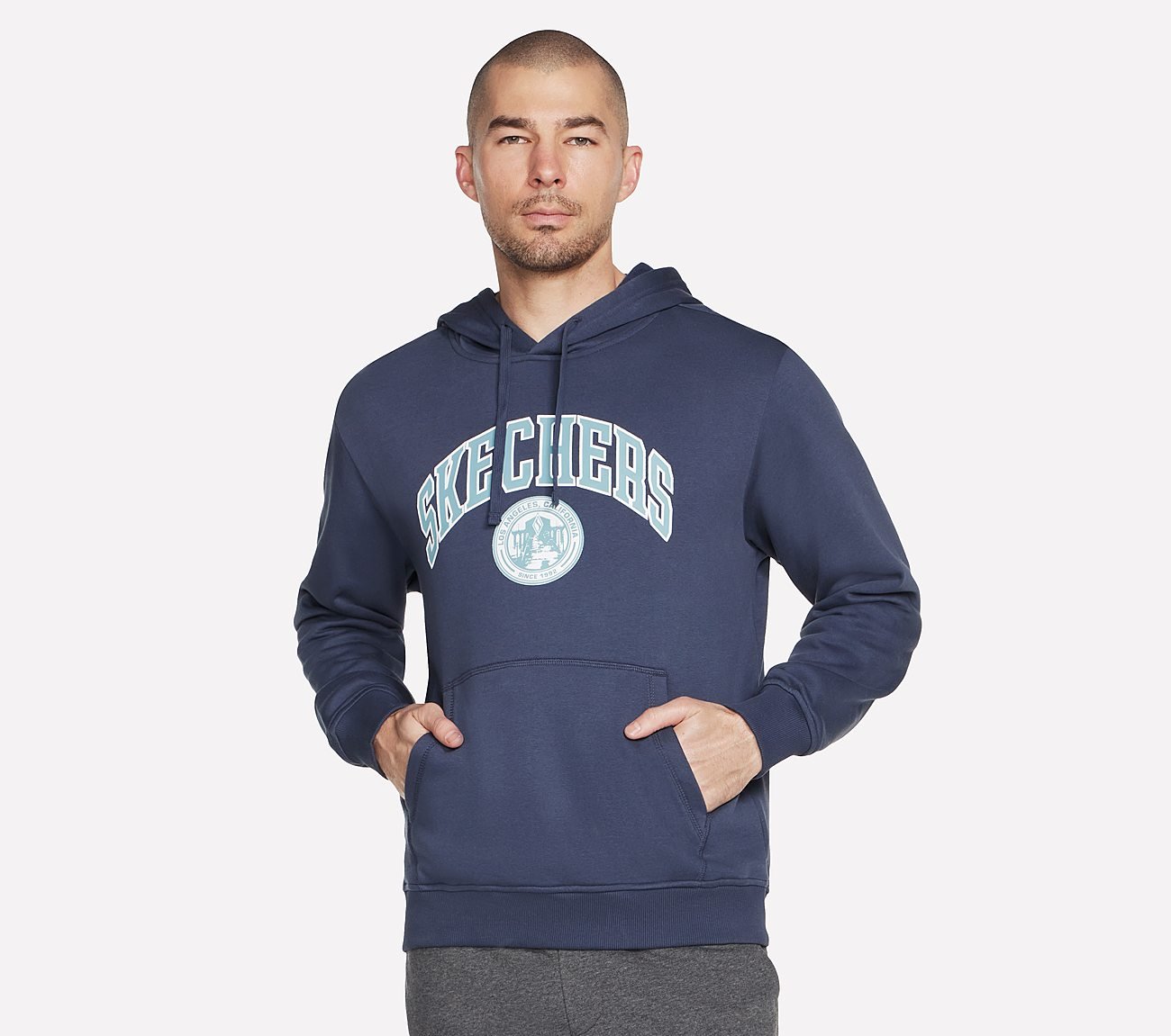SKECH SWEATS PRESTIGE HOODIE, CHARCOAL/NAVY Apparel Lateral View