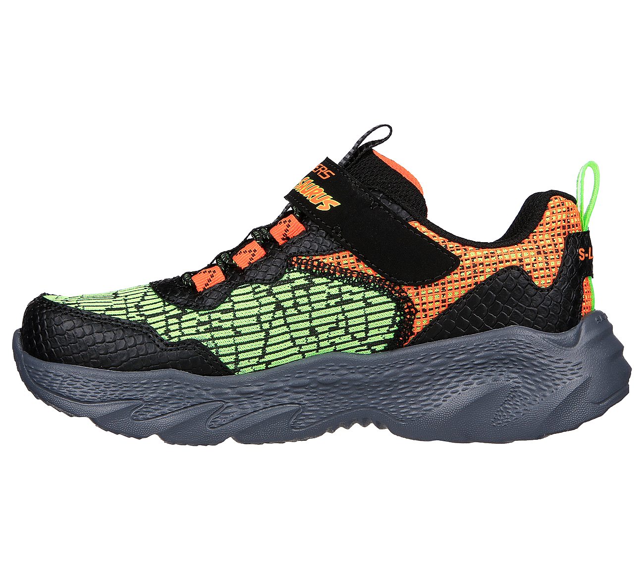 DINO-LIGHTS, BLACK/ORANGE Footwear Left View