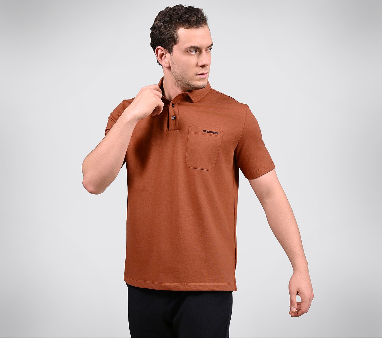 EARTH TERRY POLO, ORANGE/BROWN Apparels Bottom View