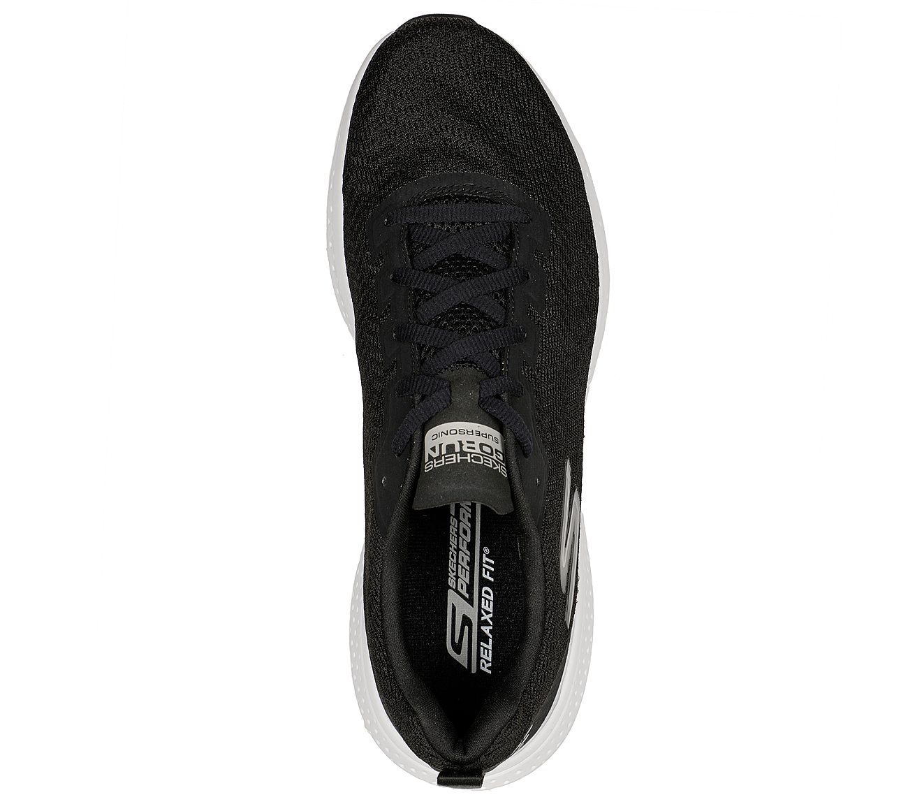 GO RUN SUPERSONIC, BLACK/WHITE Footwear Top View