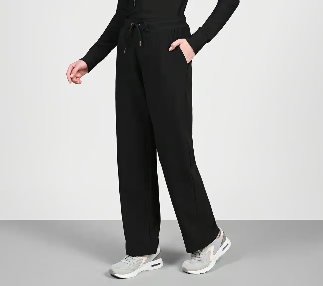 GOLUXE RIB PANT, BBBBLACK Apparels Top View