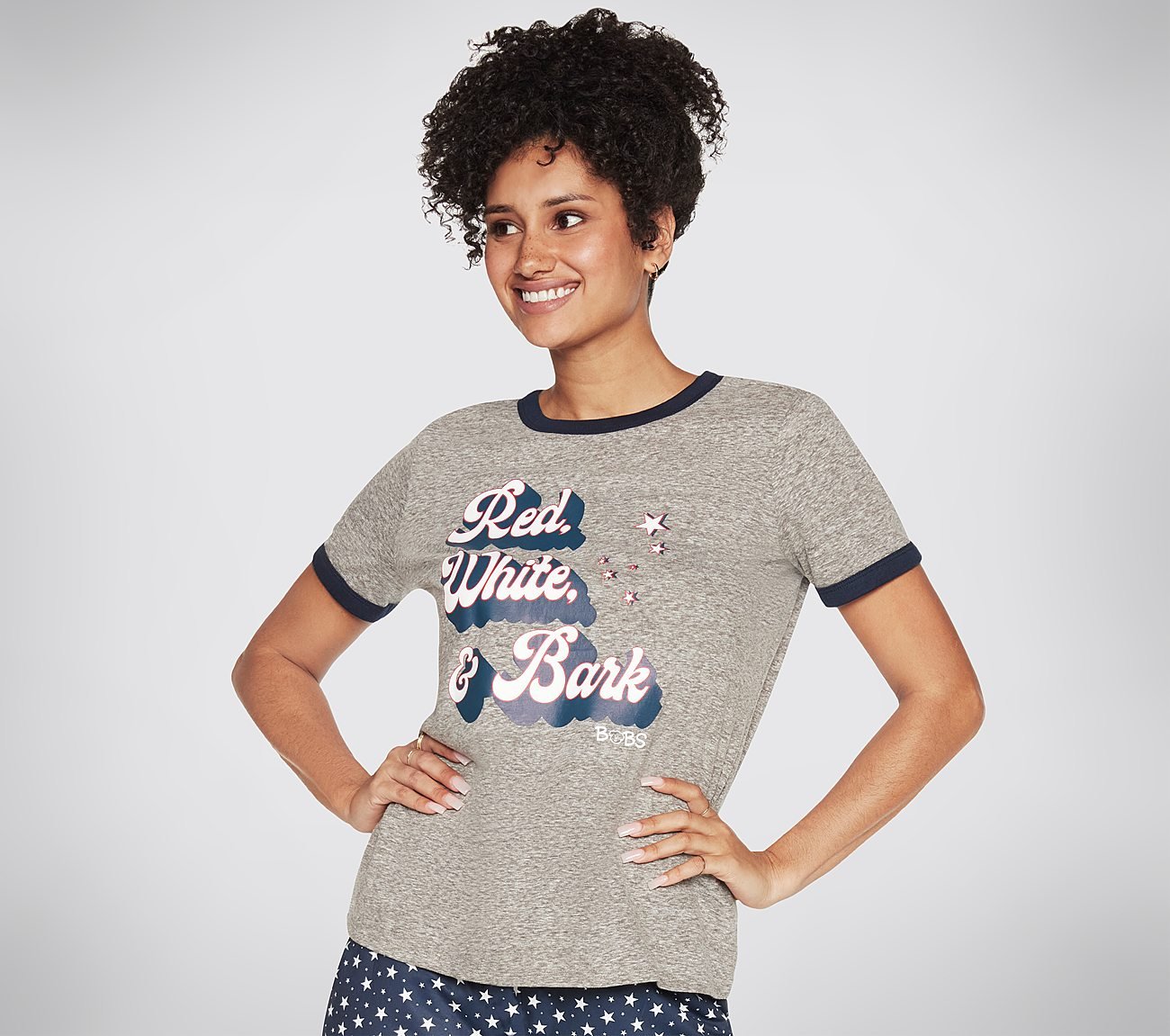 BOBS RWB RINGER T-SHIRT, GREY Apparels Lateral View