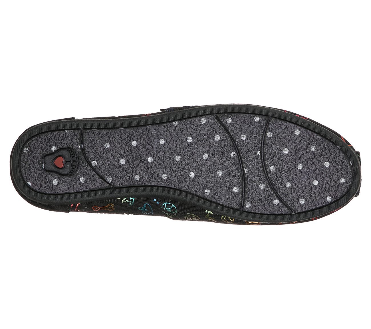 BOBS PLUSH - BONE & COLLAR, BLACK/MULTI Footwear Bottom View