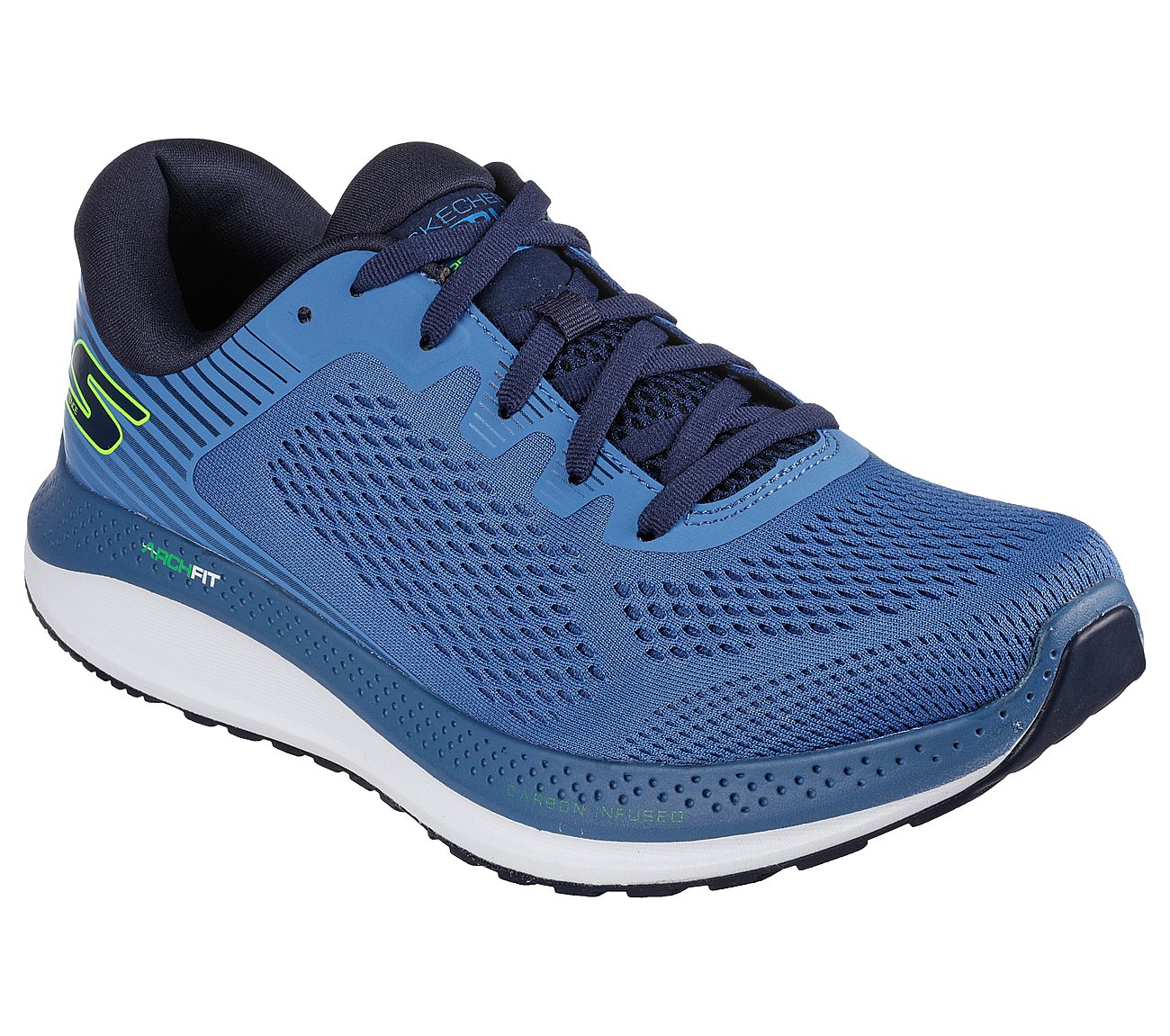GO RUN PERSISTENCE, BLUE/LIME Footwear Lateral View
