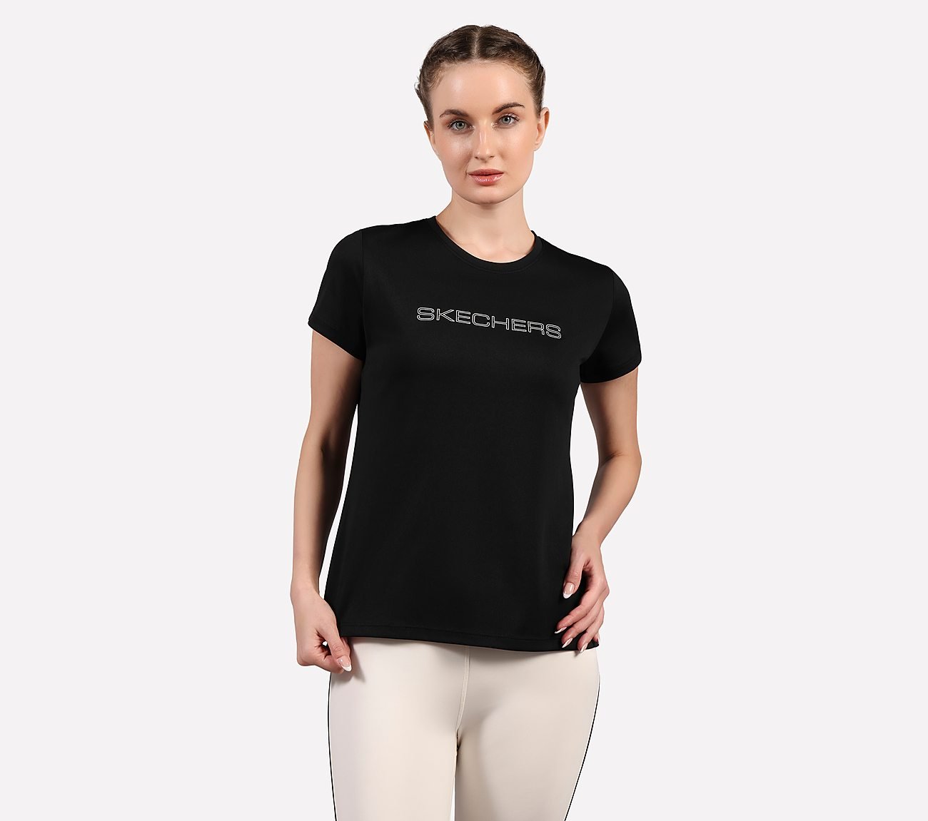 ROUND NECK BRANDED T SHIRT, BLACK Apparels Lateral View
