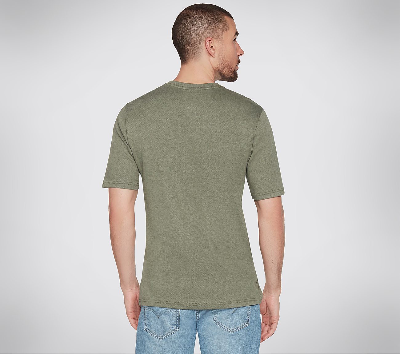 GOKNIT PIQUE S/S HENLEY, LIGHT GREY/GREEN Apparels Top View