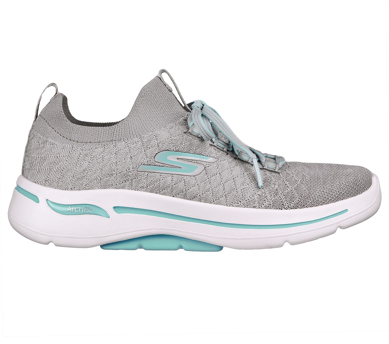 GO WALK ARCH FIT - PEACHY, GREY/BLUE Footwear Right View