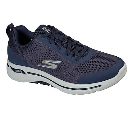GO WALK ARCH FIT-IDYLLIC, NAVY/GOLD Footwear Lateral View