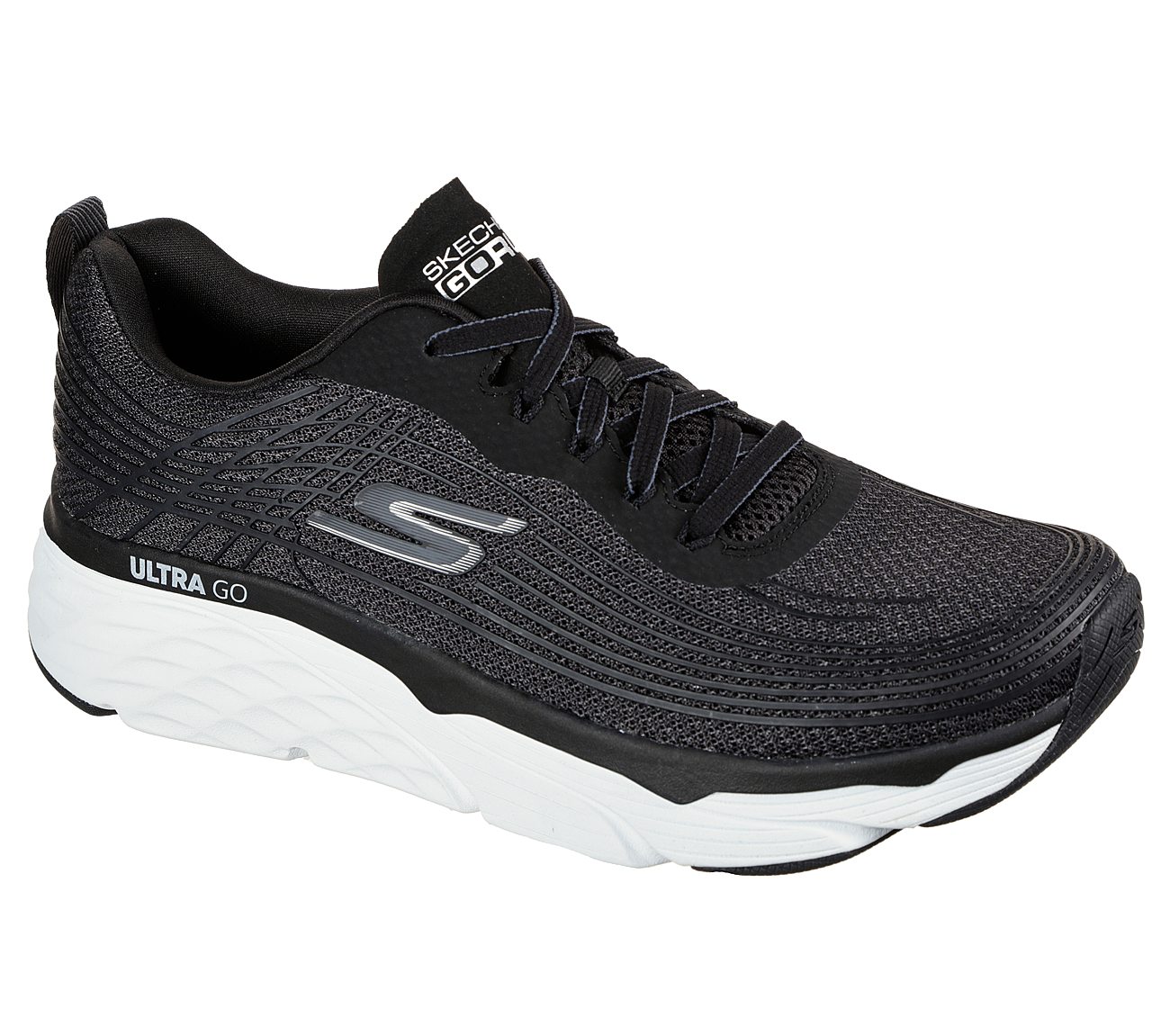 MAX CUSHIONING ELITE, BLACK/WHITE Footwear Lateral View