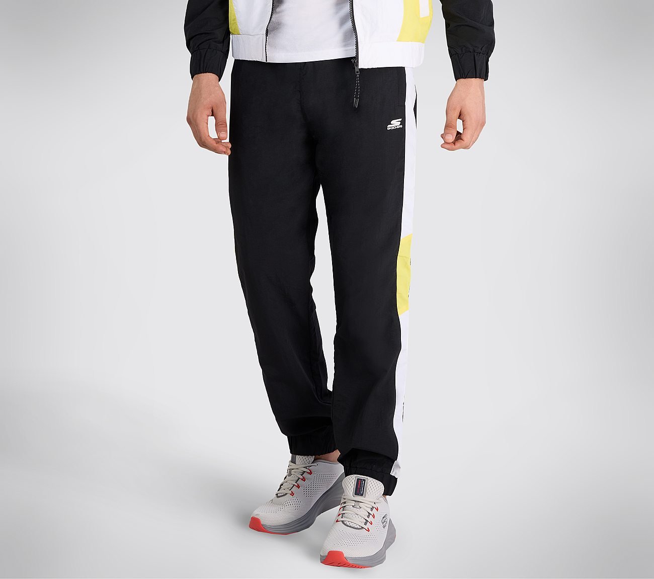 SKECHERS CUT & SEW JOGGER, WHITE/LIME Apparel Left View