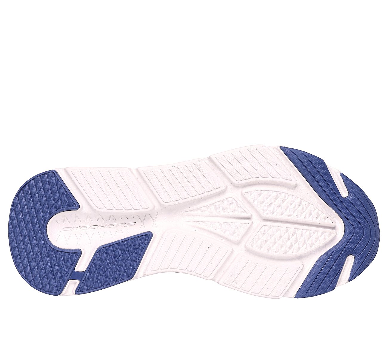 SKECHERS SLIP-INS: MAX CUSHIONING - SMOOTH, CHARCOAL/BLUE Footwear Bottom View