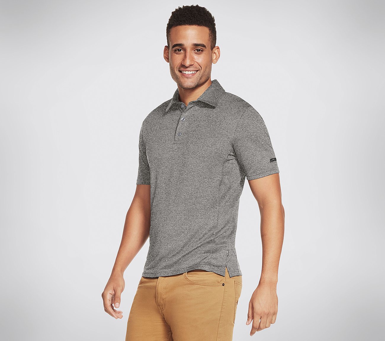 SKECH-AIR POLO, BLACK/WHITE Apparel Lateral View