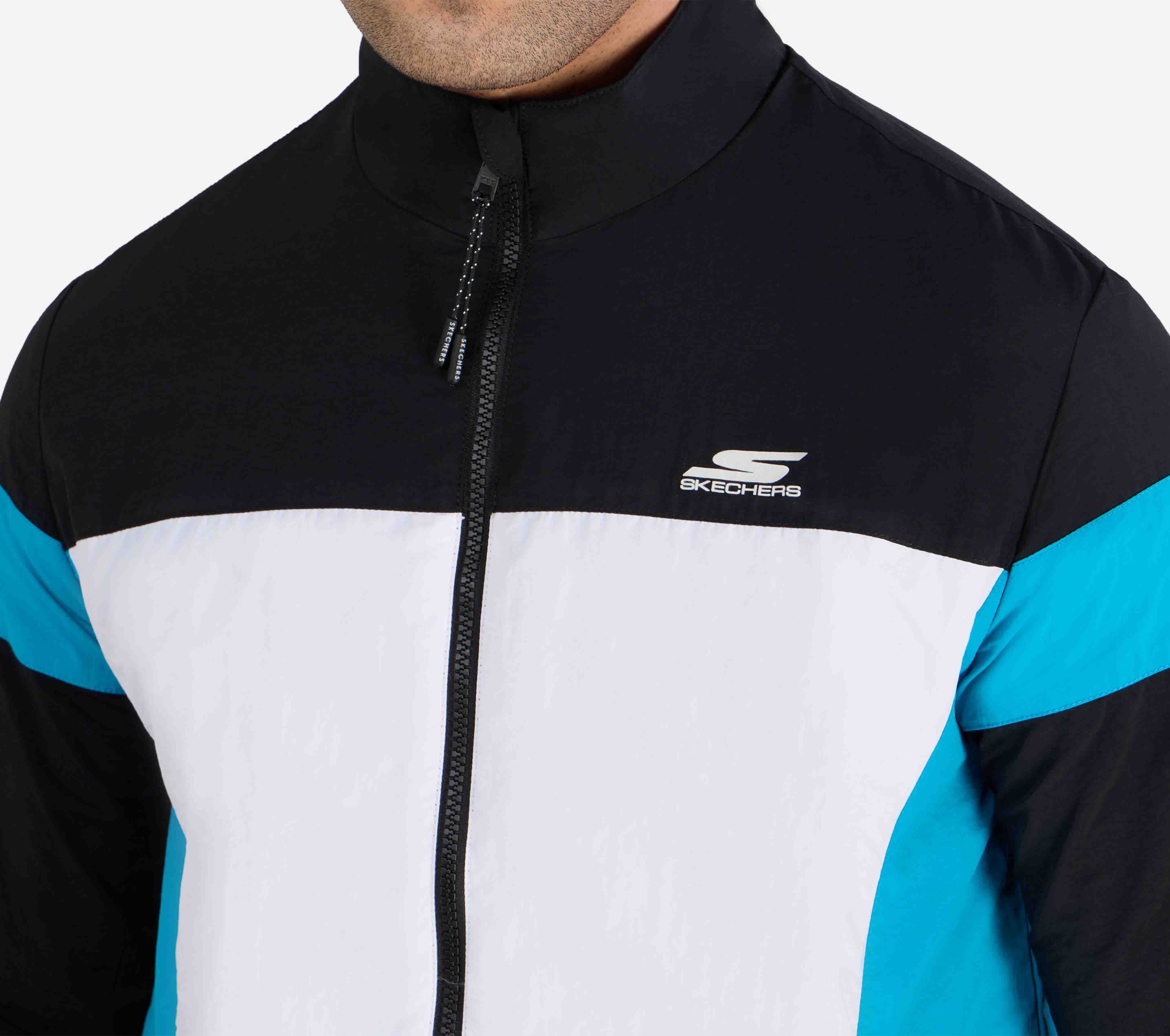 SKECHERS CUT & SEW JACKET, WHITE Apparel Right View