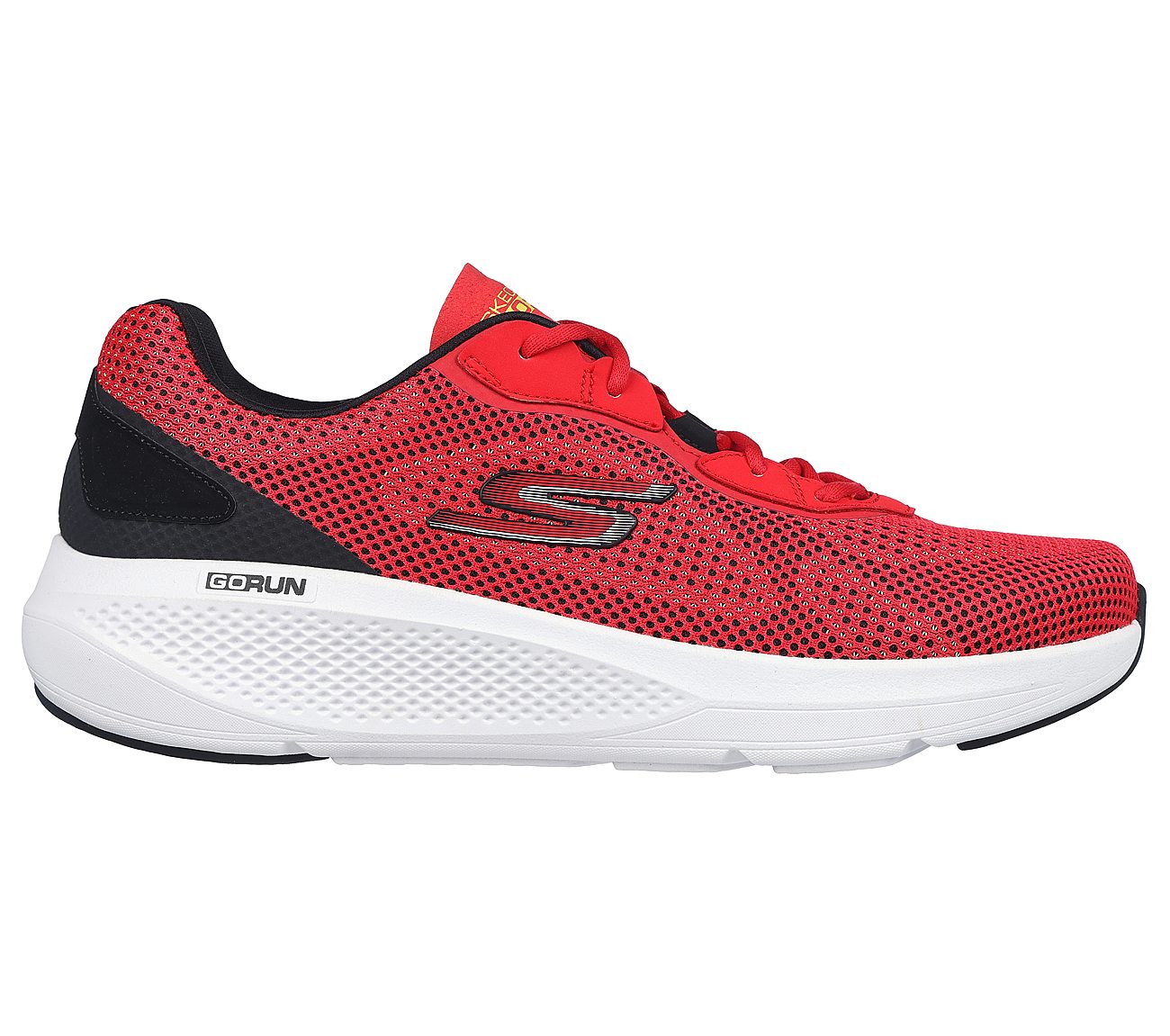 GO RUN ELEVATE, RED/BLACK Footwear Lateral View